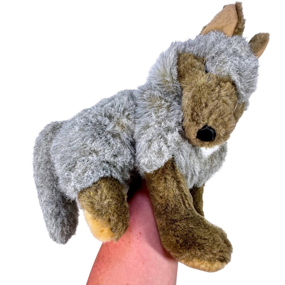 Folkmanis Coyote Hand Puppet Unisex OS Gray Brown Realistic Faux Fur Nature Core